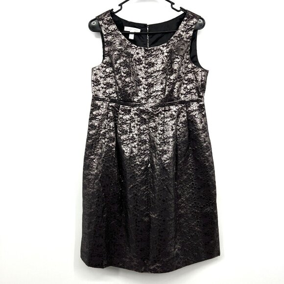 London Times Dress Brown Black Iridescent Metallic Sleeveless - Picture 1 of 11